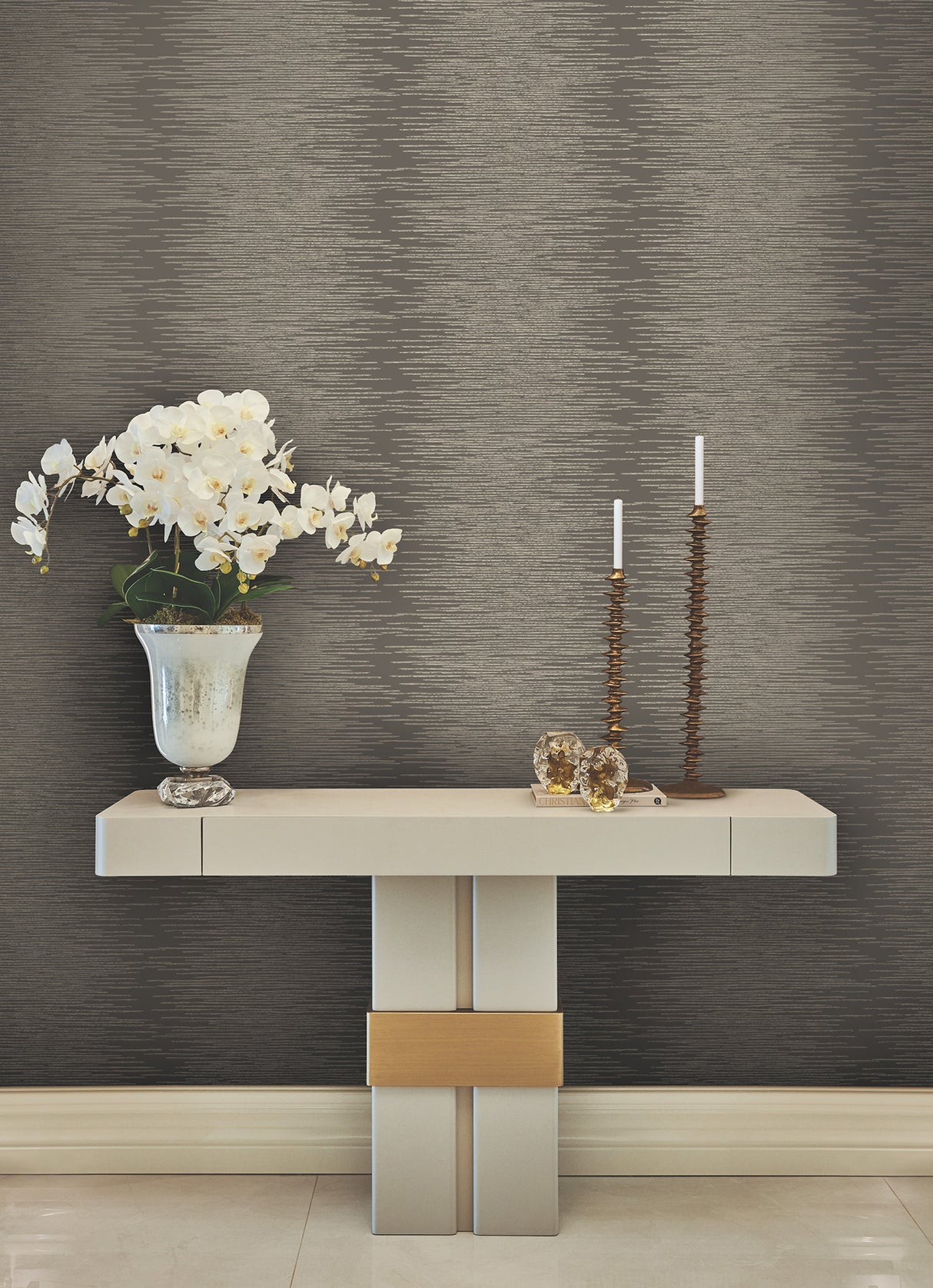 Ronald Redding VR1505 Operetta Stone Metallic Columns Wallpaper