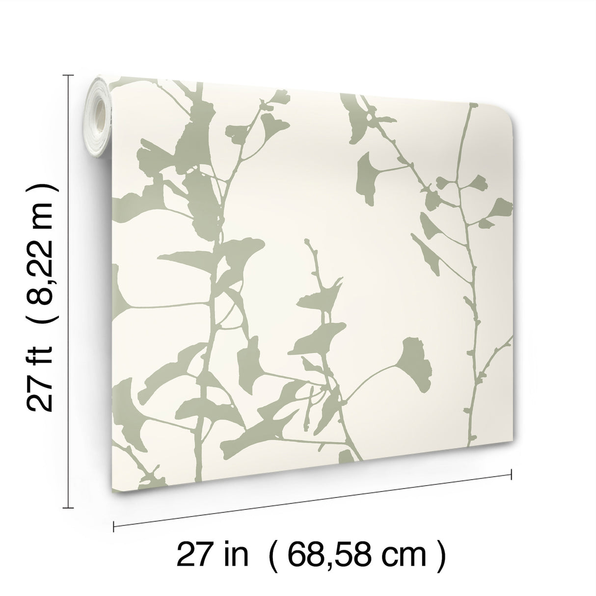 Ronald Redding VR1510 Ginkgo Silhouette Sage Cork Wallpaper