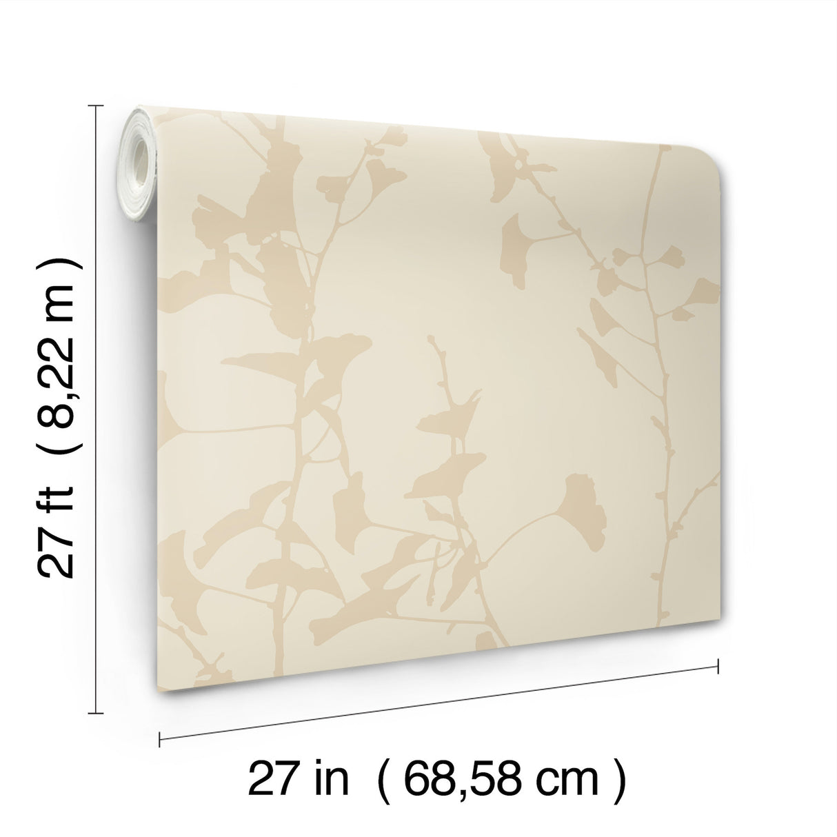 Ronald Redding VR1511 Ginkgo Silhouette Neutral Cork Wallpaper
