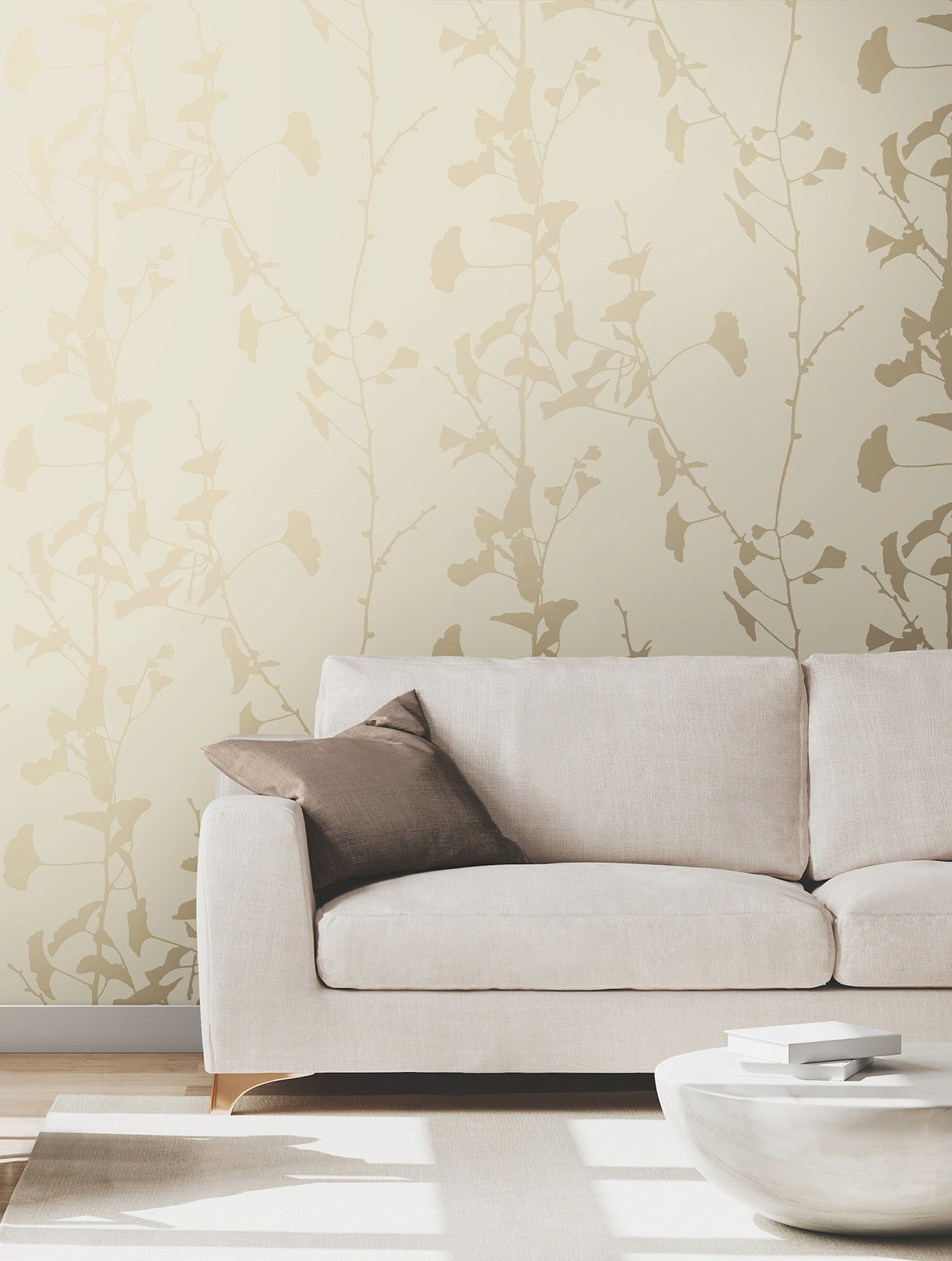 Ronald Redding VR1511 Ginkgo Silhouette Neutral Cork Wallpaper
