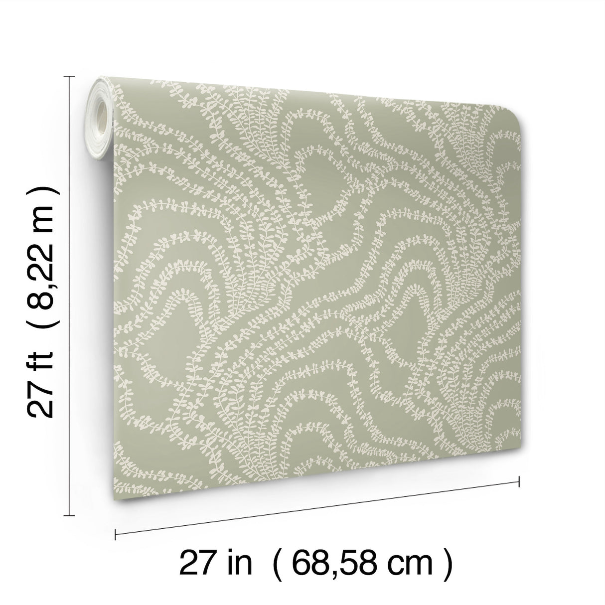 Ronald Redding VR1513 String of Pearls Sage Vine Wallpaper