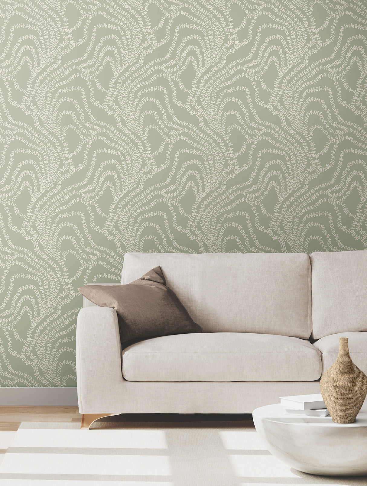Ronald Redding VR1513 String of Pearls Sage Vine Wallpaper
