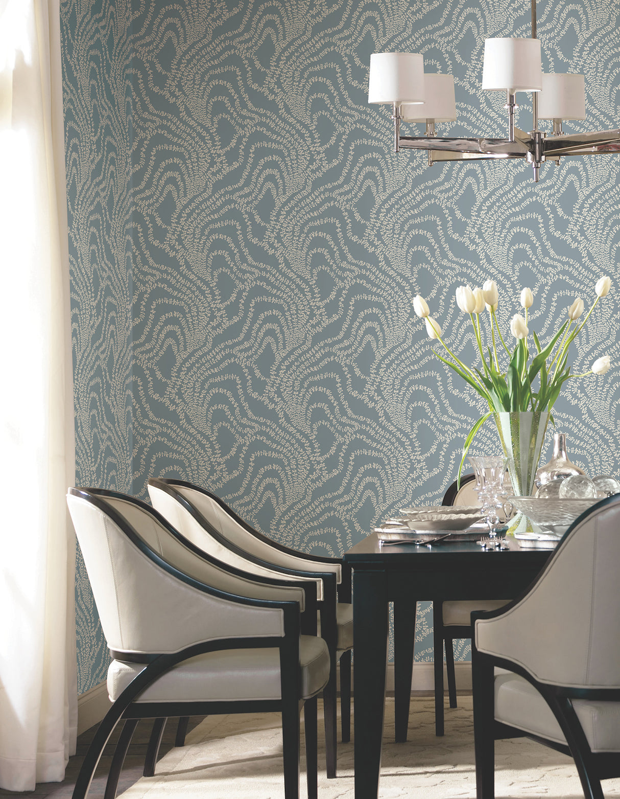 Ronald Redding VR1516 String of Pearls Denim Vine Wallpaper