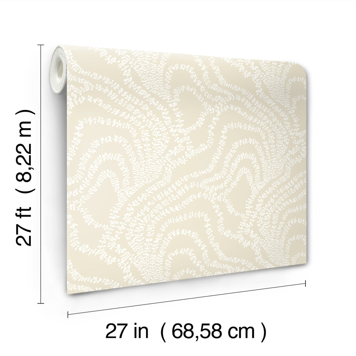 Ronald Redding VR1518 String of Pearls Beige Vine Wallpaper