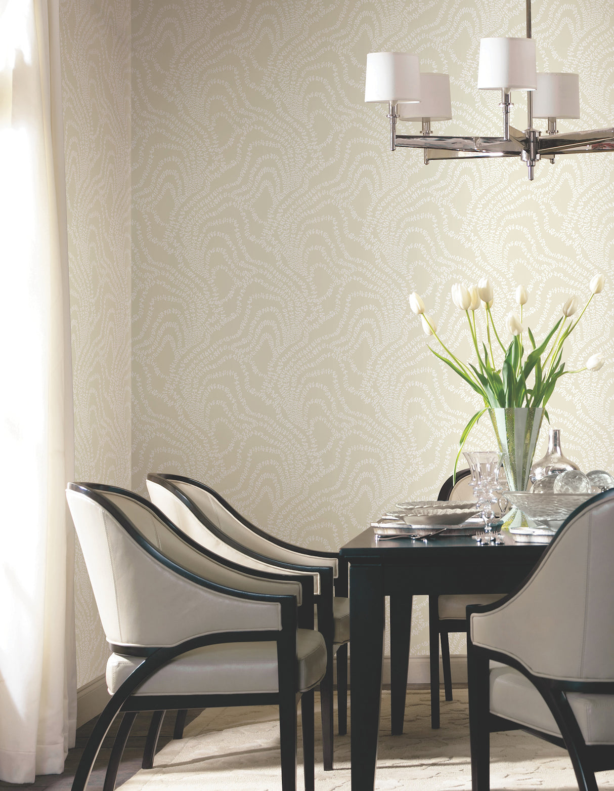 Ronald Redding VR1518 String of Pearls Beige Vine Wallpaper