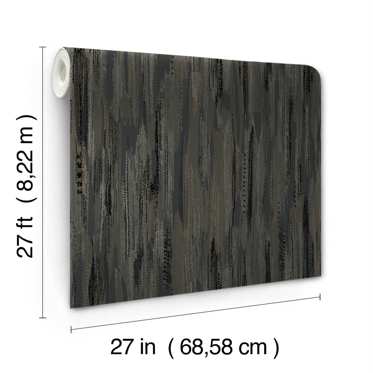 Ronald Redding VR1523 Tribeca Charcoal Texture Stripe Wallpaper