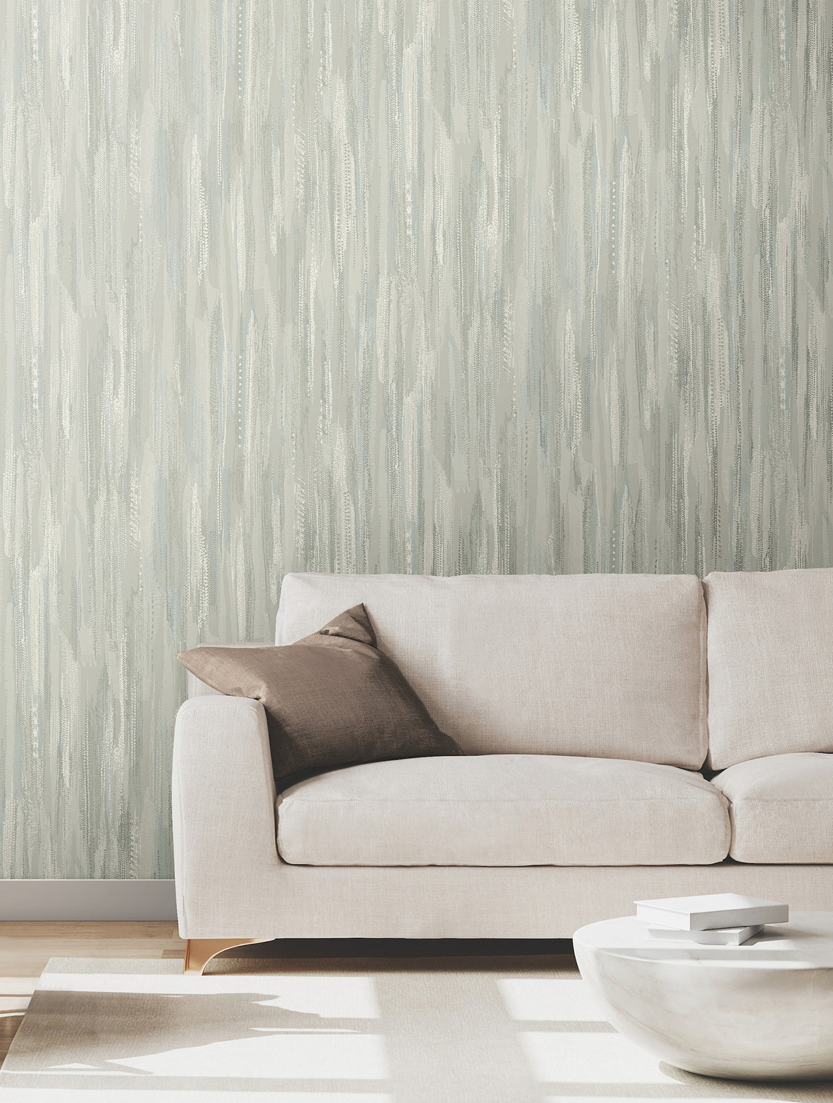 Ronald Redding VR1526 Tribeca Aqua Texture Stripe Wallpaper