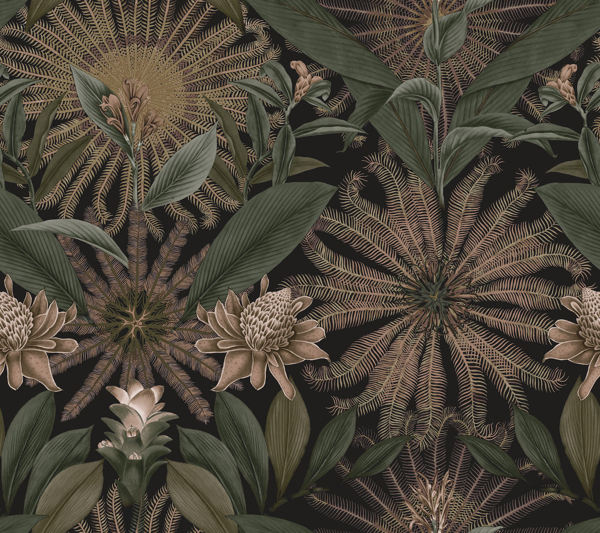 Ronald Redding VR1529 Enchanted Garden Chocolate Tropical Wallpaper