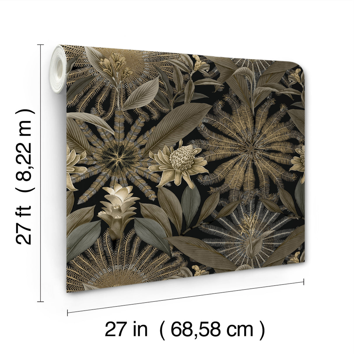 Ronald Redding VR1531 Enchanted Garden Black Tropical Wallpaper
