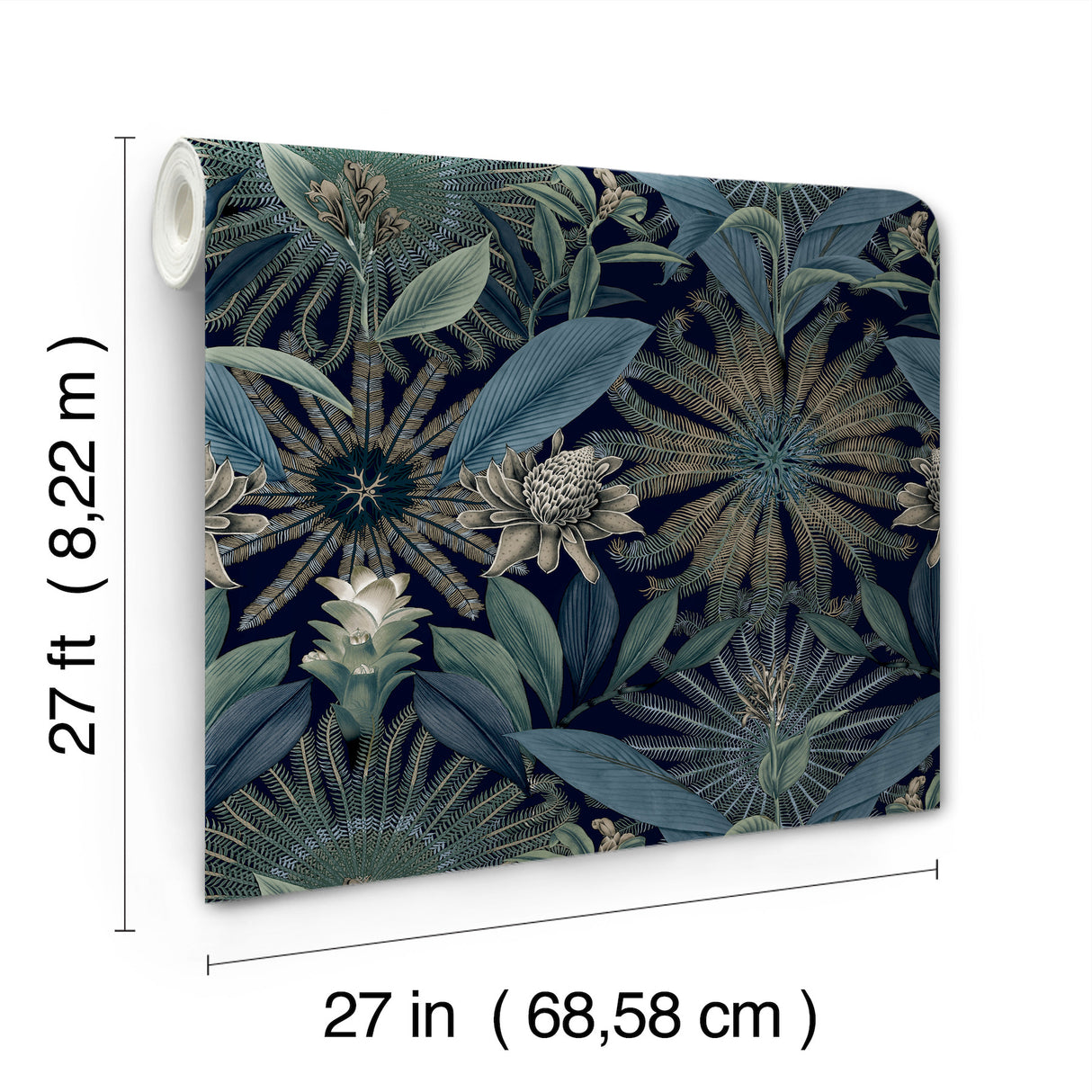 Ronald Redding VR1532 Enchanted Garden Navy Tropical Wallpaper