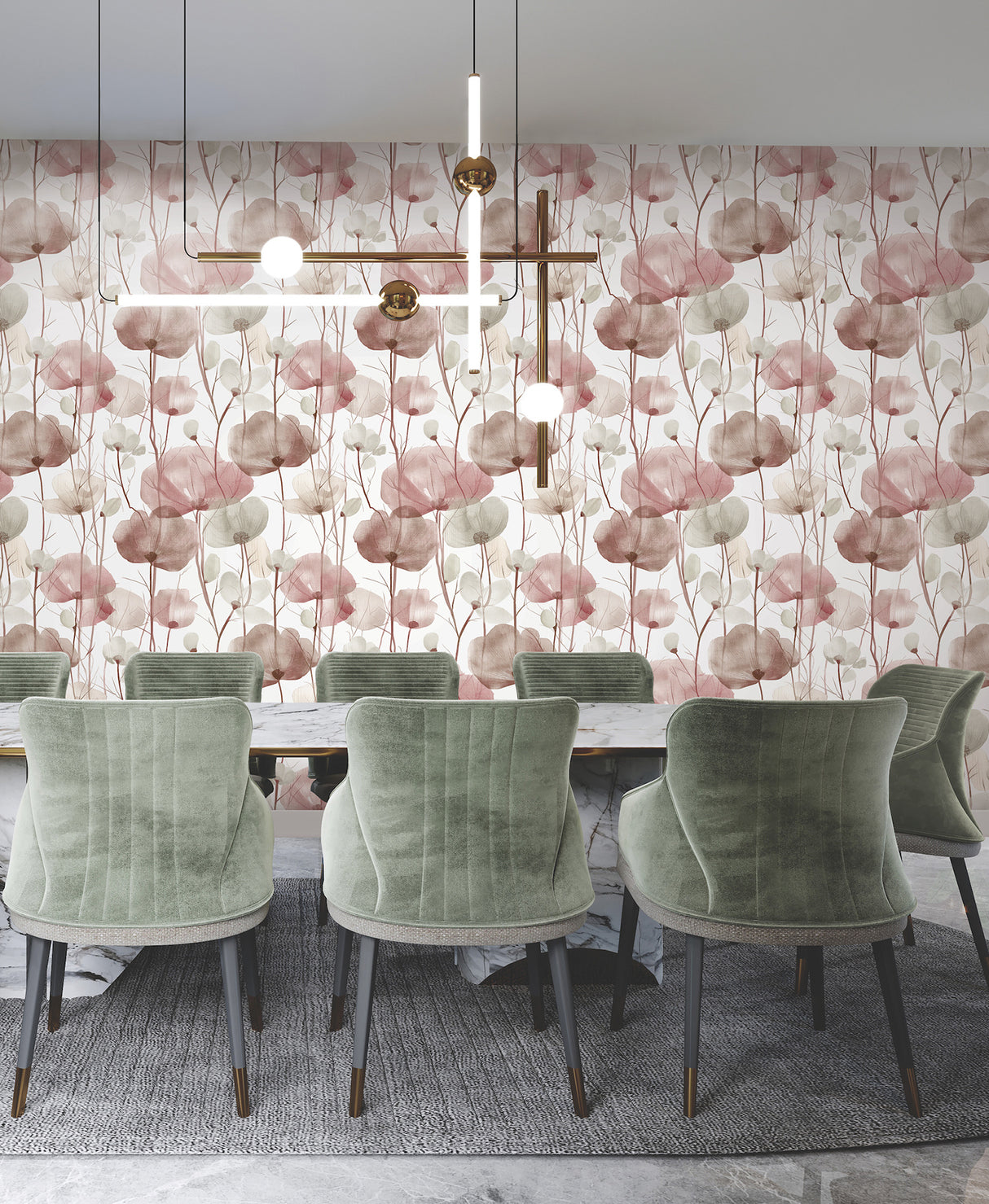 Ronald Redding VR1536 Cotswolds Poppies Red Floral Wallpaper