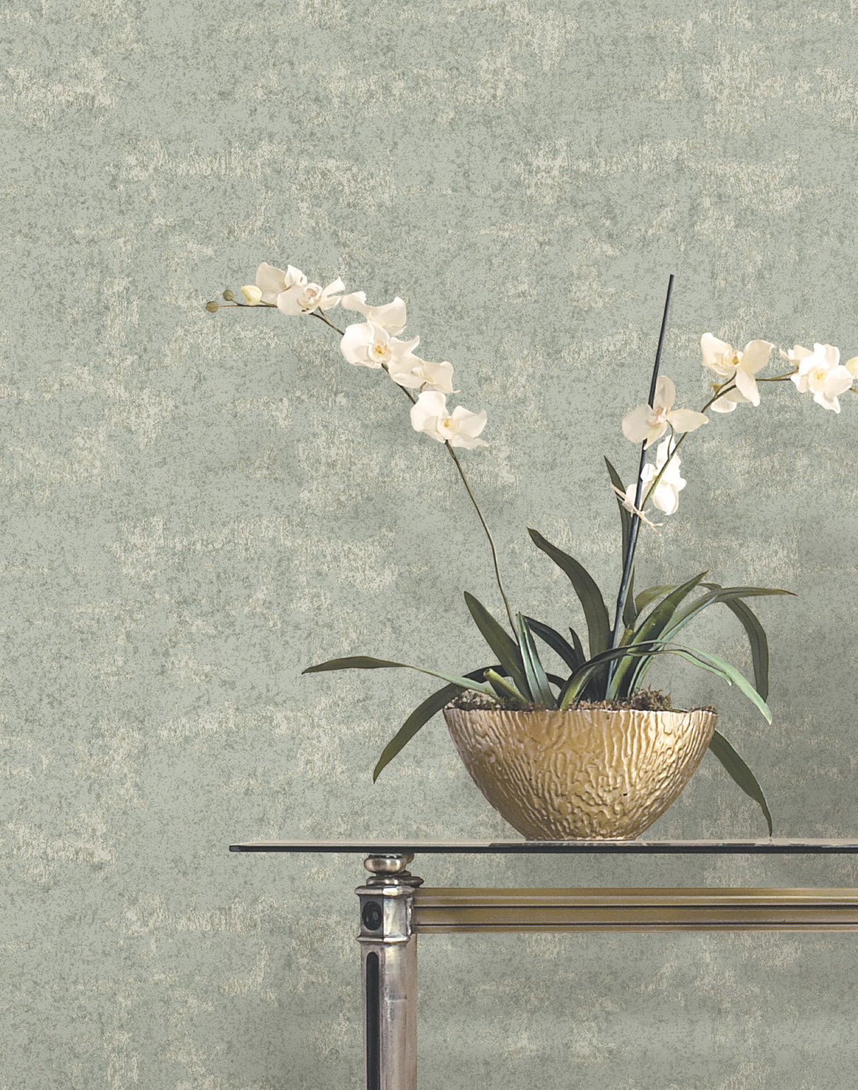 Ronald Redding VR1545 Crystal Cloud Sage Beaded Wallpaper