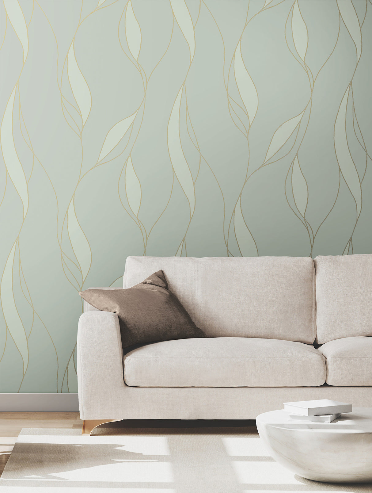 Ronald Redding VR1547 Society Hill Mint Abstract Leaf Wallpaper