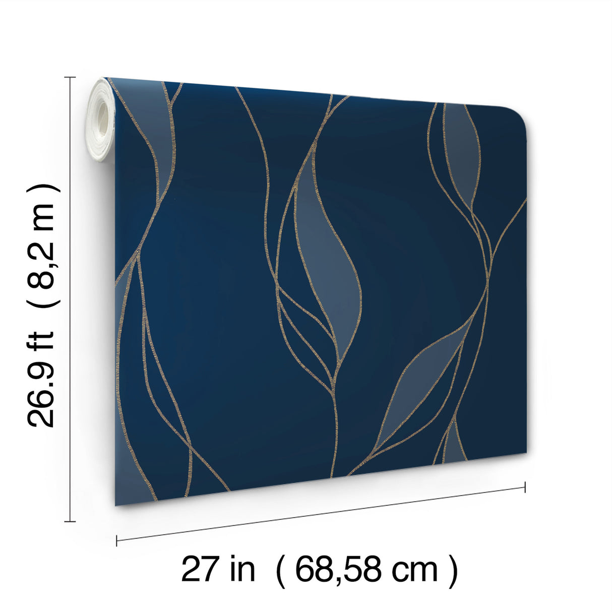 Ronald Redding VR1548 Society Hill Navy Abstract Leaf Wallpaper