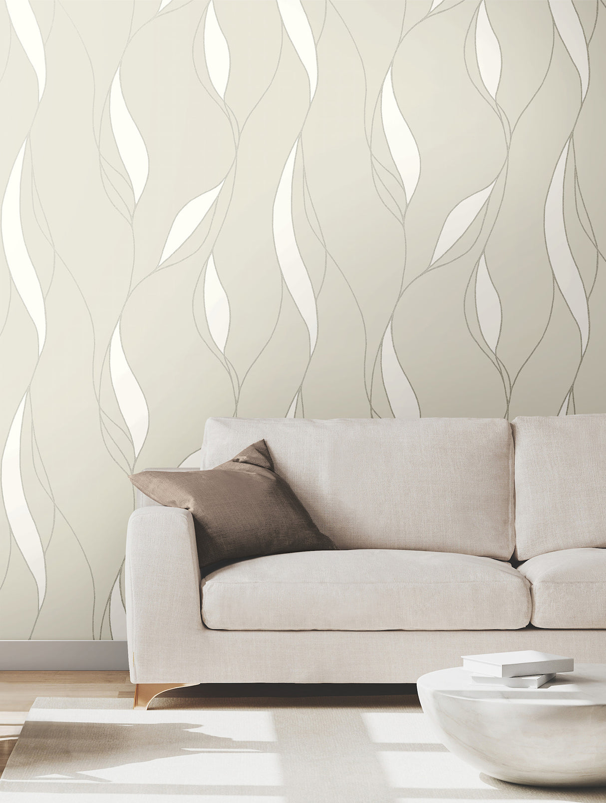 Ronald Redding VR1550 Society Hill Dove Abstract Leaf Wallpaper