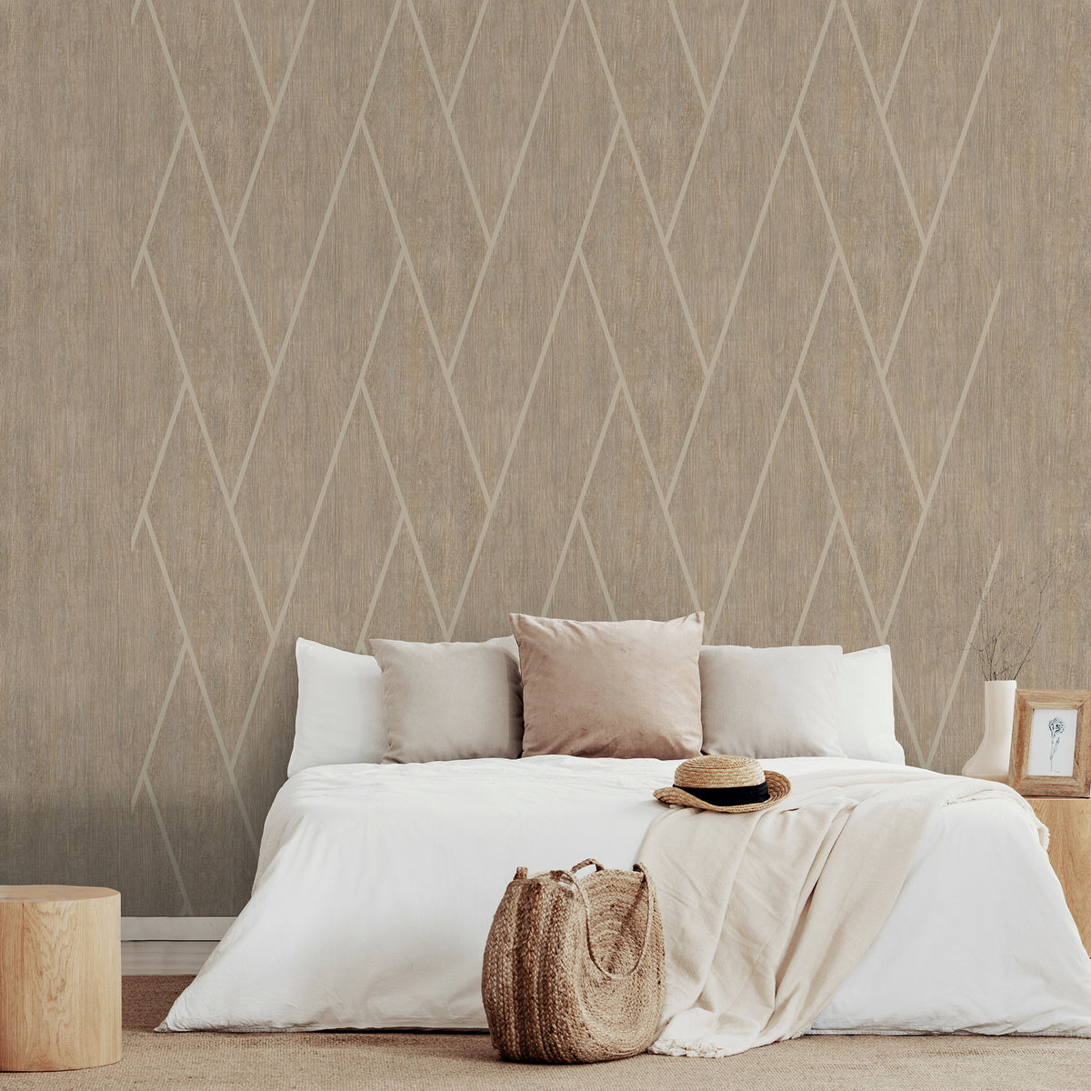 Veer Decor Wood Texture Chevron Brown Wallpaper VRBR08-757