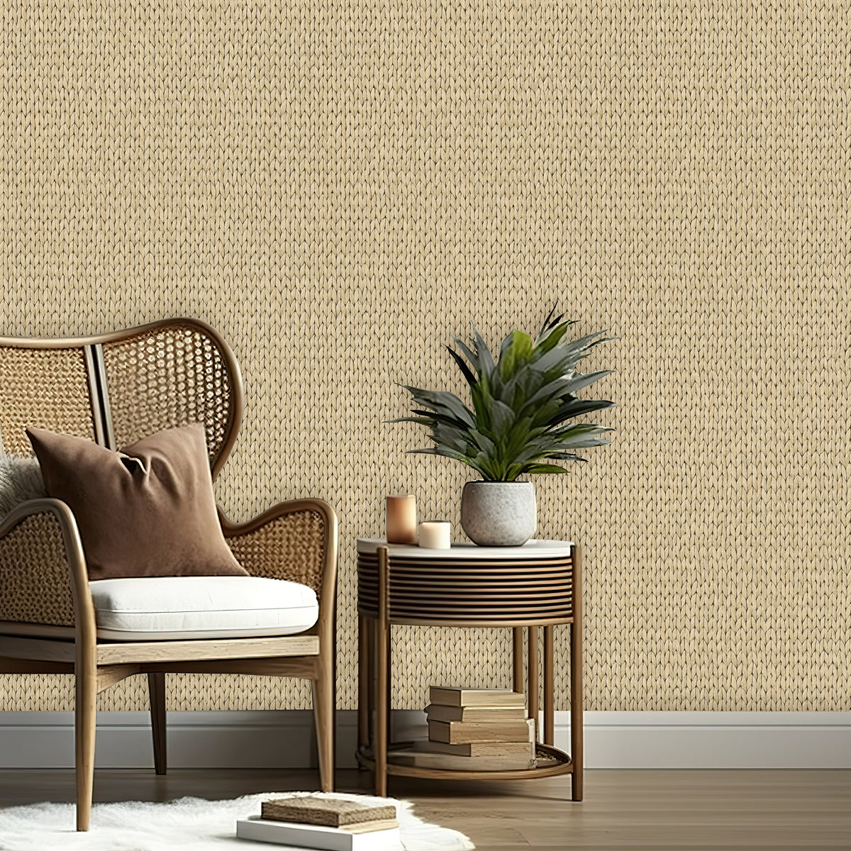 Veer Decor Wicker Weave Beige Wallpaper VRBR17-487