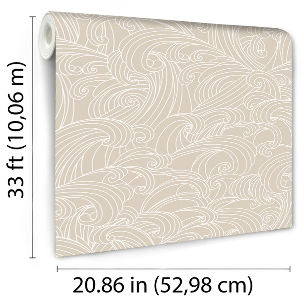 Veer Decor Big Wave Beige Cream Wallpaper VREL07-926