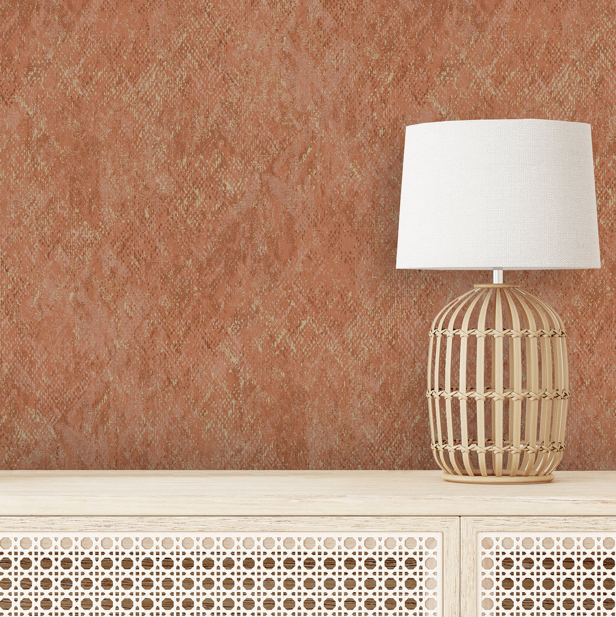 Veer Decor Python Diamond Texture Terracotta Wallpaper VRNO0