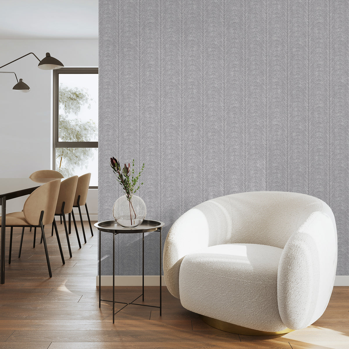 Veer Decor Natural Herringbone Dark Grey Wallpaper VRNO09-29