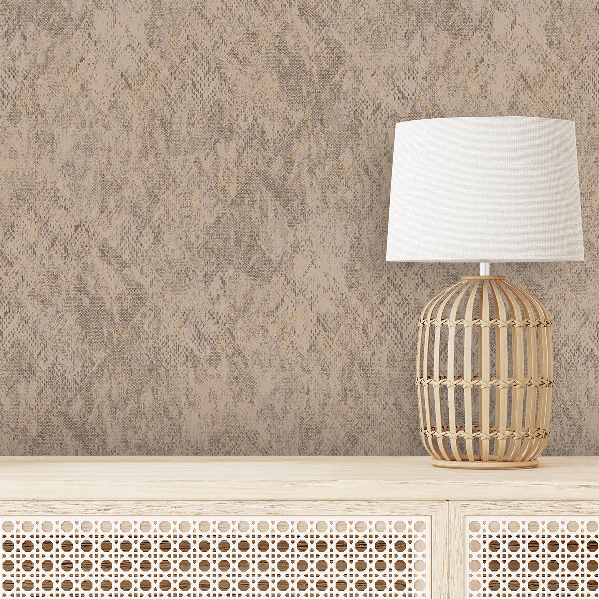 Veer Decor Python Diamond Texture Taupe Wallpaper VRNO18-433