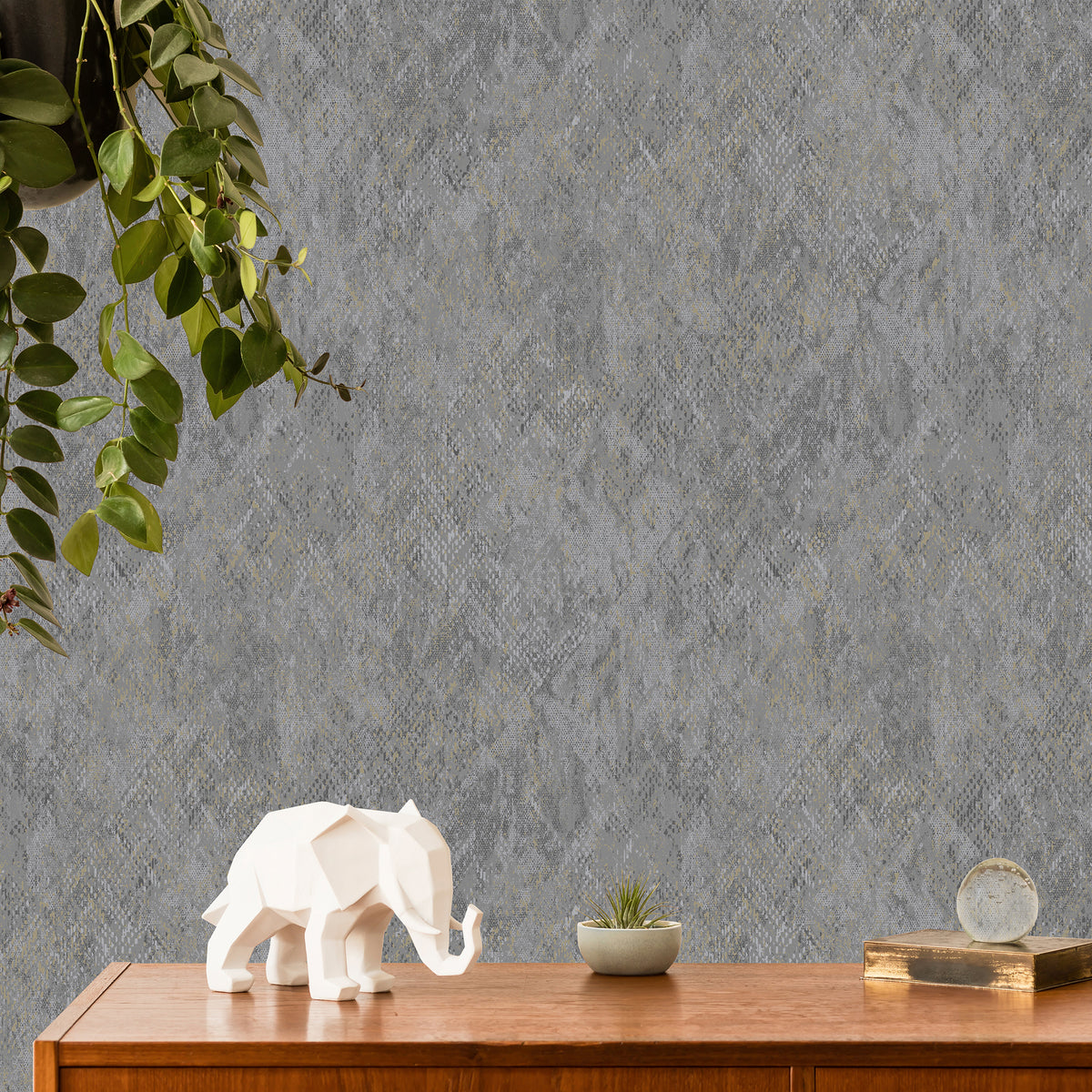 Veer Decor Python Diamond Texture Dark Grey Wallpaper VRNO19