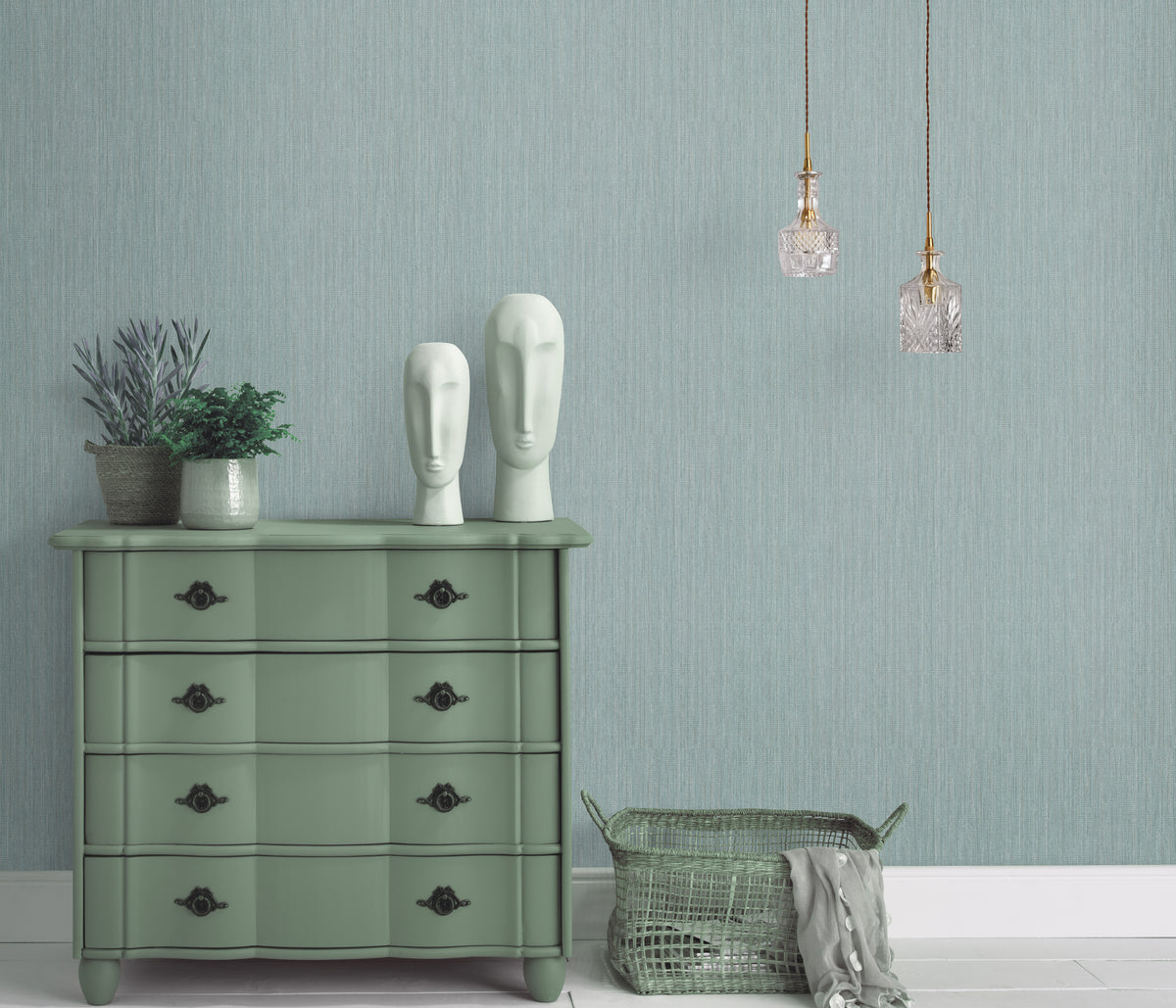 Veer Decor Fine Vertical Linen Texture Petroleum Wallpaper V