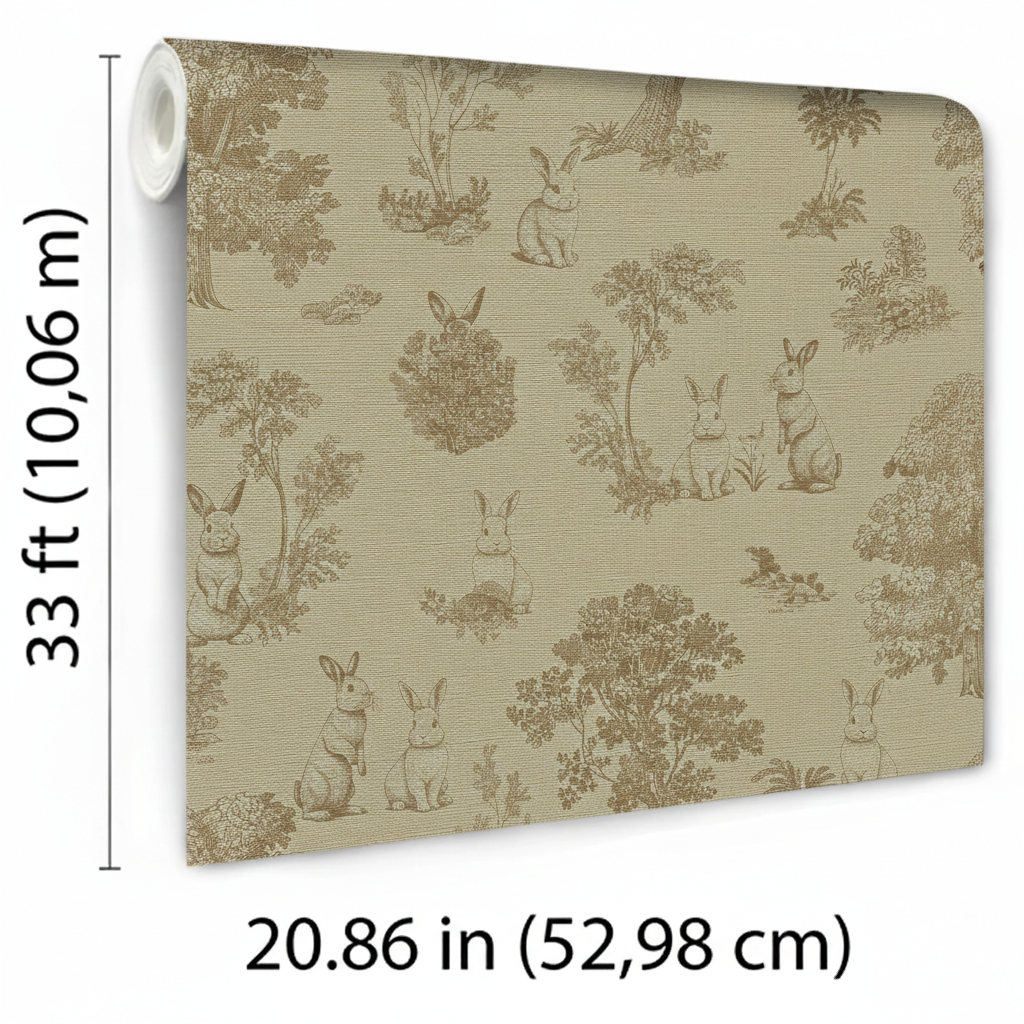 Veer Decor Cottontails Bunny Toile Beige Wallpaper VRSD07-71