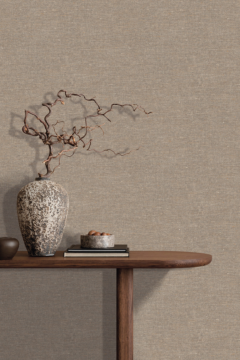 Veer Decor Faux Hemp Texture Roasted Cashew Wallpaper VRTN05