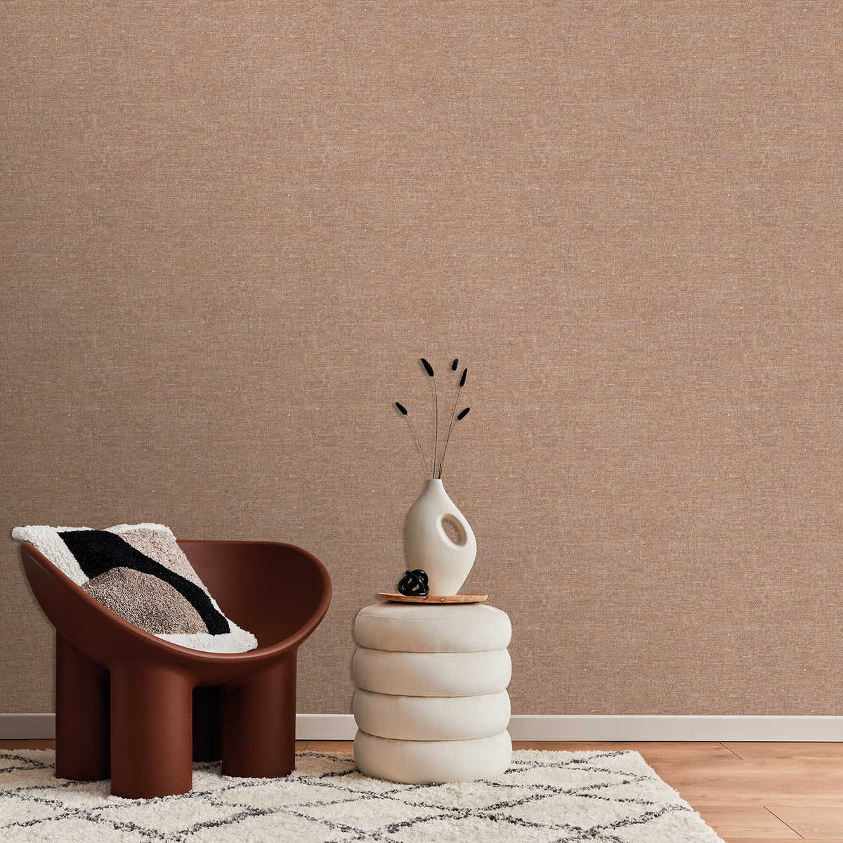 Veer Decor Faux Hemp Texture Carob Brown Wallpaper VRTN08-29