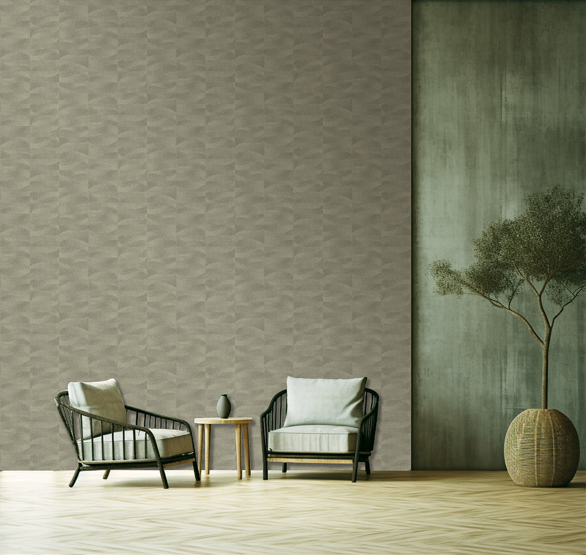 Veer Decor Terra Tide Geo Texture Oil Green Wallpaper VRTN22