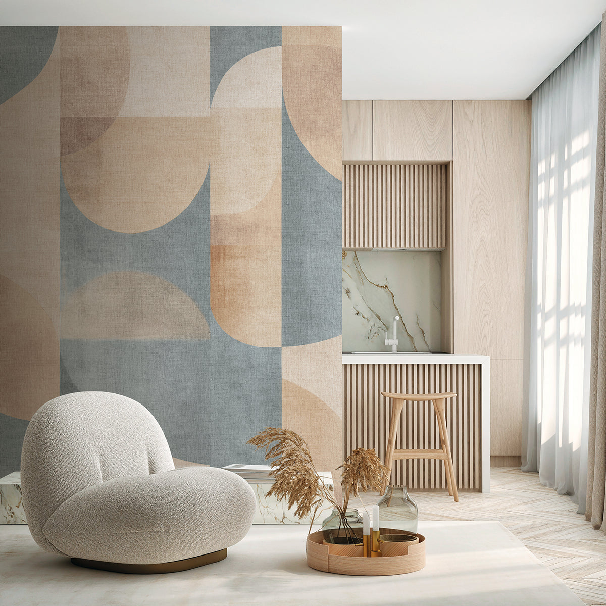 Veer Decor Abstract Arch Blue Fusion Wallpaper Mural VRTND92