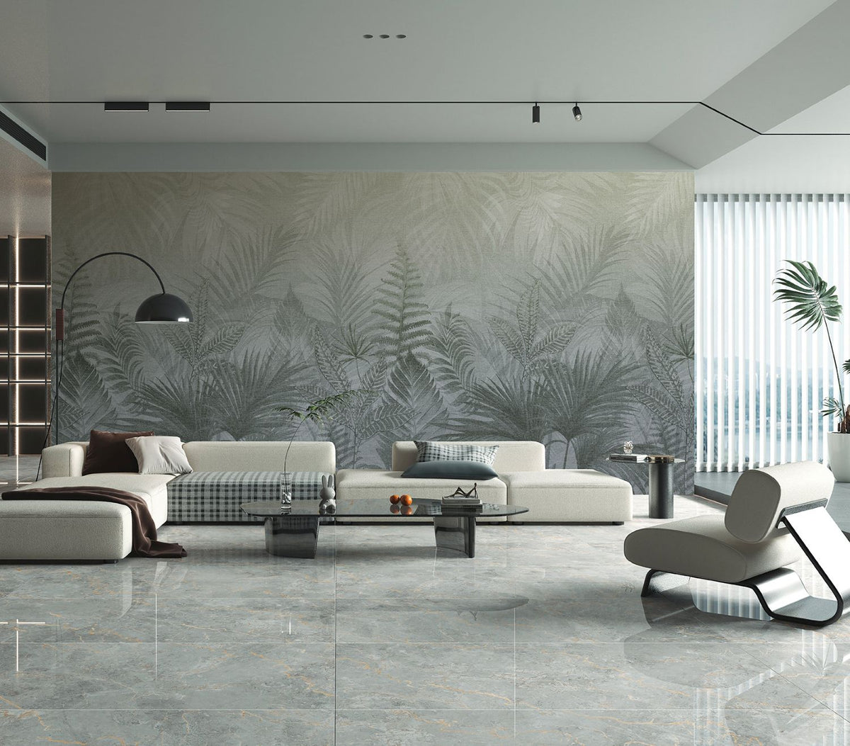Veer Decor Linen Jungle Blue Fusion Wallpaper Mural VRTND97-