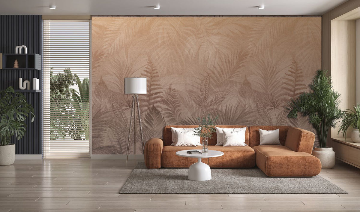 Veer Decor Linen Jungle Terracotta Wallpaper Mural VRTND98-2