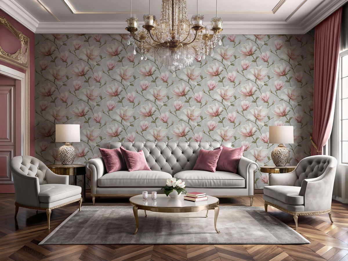 Veer Decor Grand Magnolia Grey Wallpaper VRVZ209-92