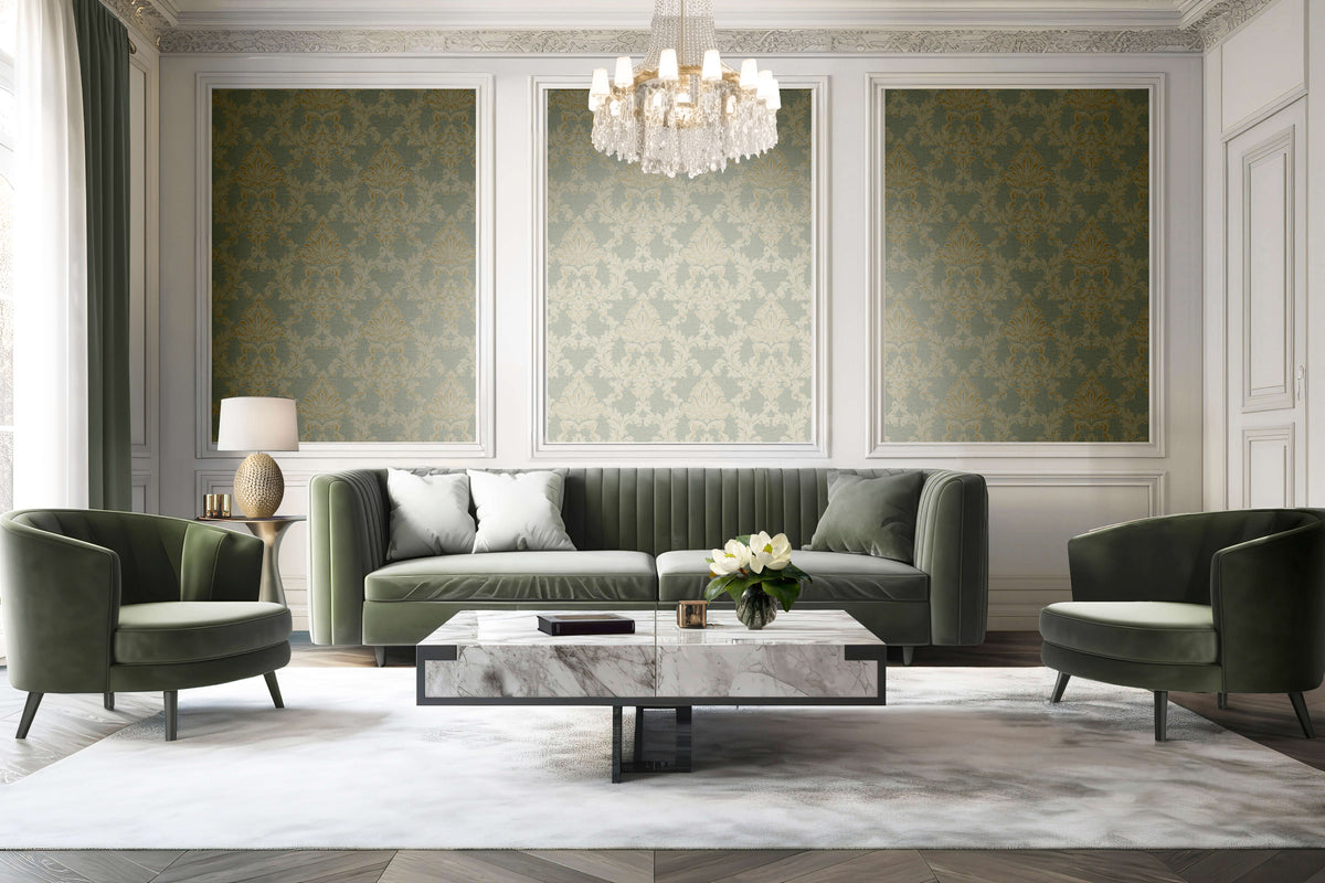 Veer Decor Venezia Damask Green Wallpaper VRVZ904-91