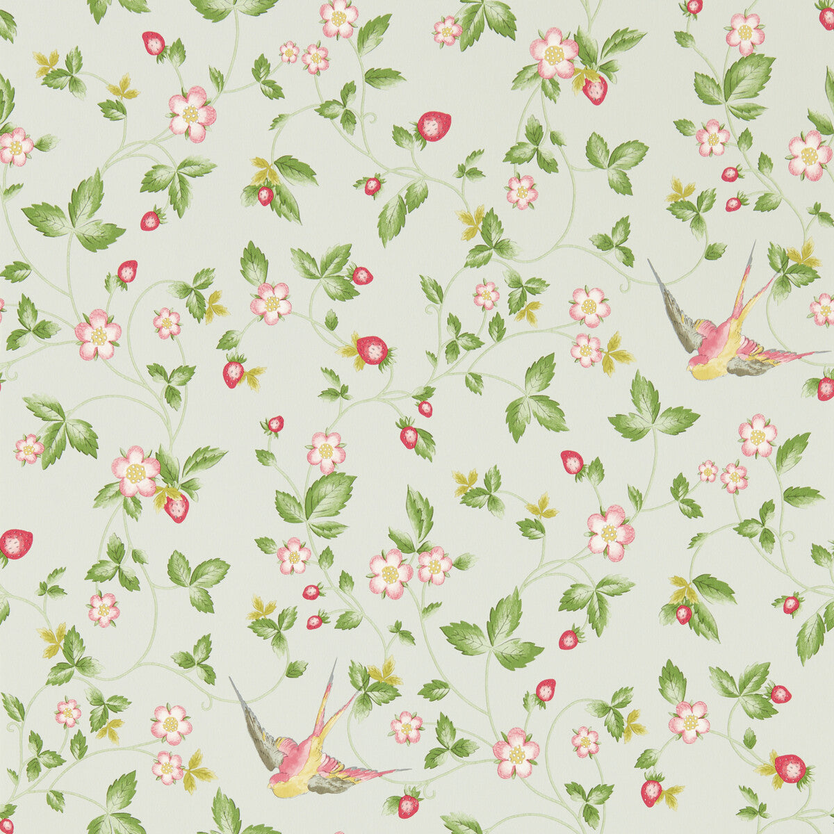 CLARKE AND CLARKE W0135/02.CAC.0 WILD STRAWBERRY WP DOVE Wallpaper - Eade's Wallpaper