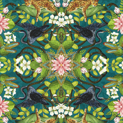 CLARKE AND CLARKE W0136/03.CAC.0 WONDERLUST WP TEAL Wallpaper - Eade's Wallpaper