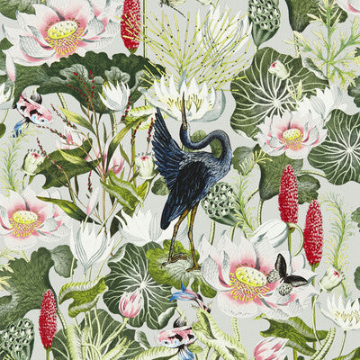 CLARKE AND CLARKE W0137/02.CAC.0 WATERLILY WP DOVE Wallpaper - Eade's Wallpaper