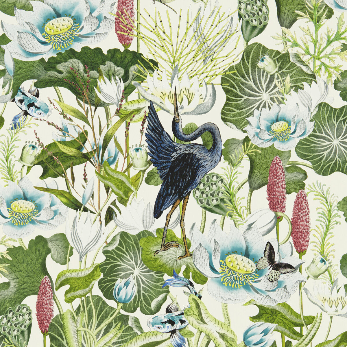 CLARKE AND CLARKE W0137/03.CAC.0 WATERLILY WP IVORY Wallpaper - Eade's Wallpaper