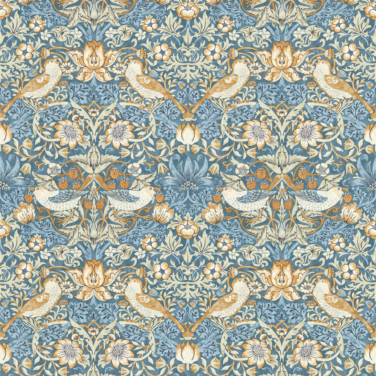 CLARKE AND CLARKE W0171/02.CAC.0 STRAWBERRY THIEF DENIM WP Wallpaper - Eade's Wallpaper