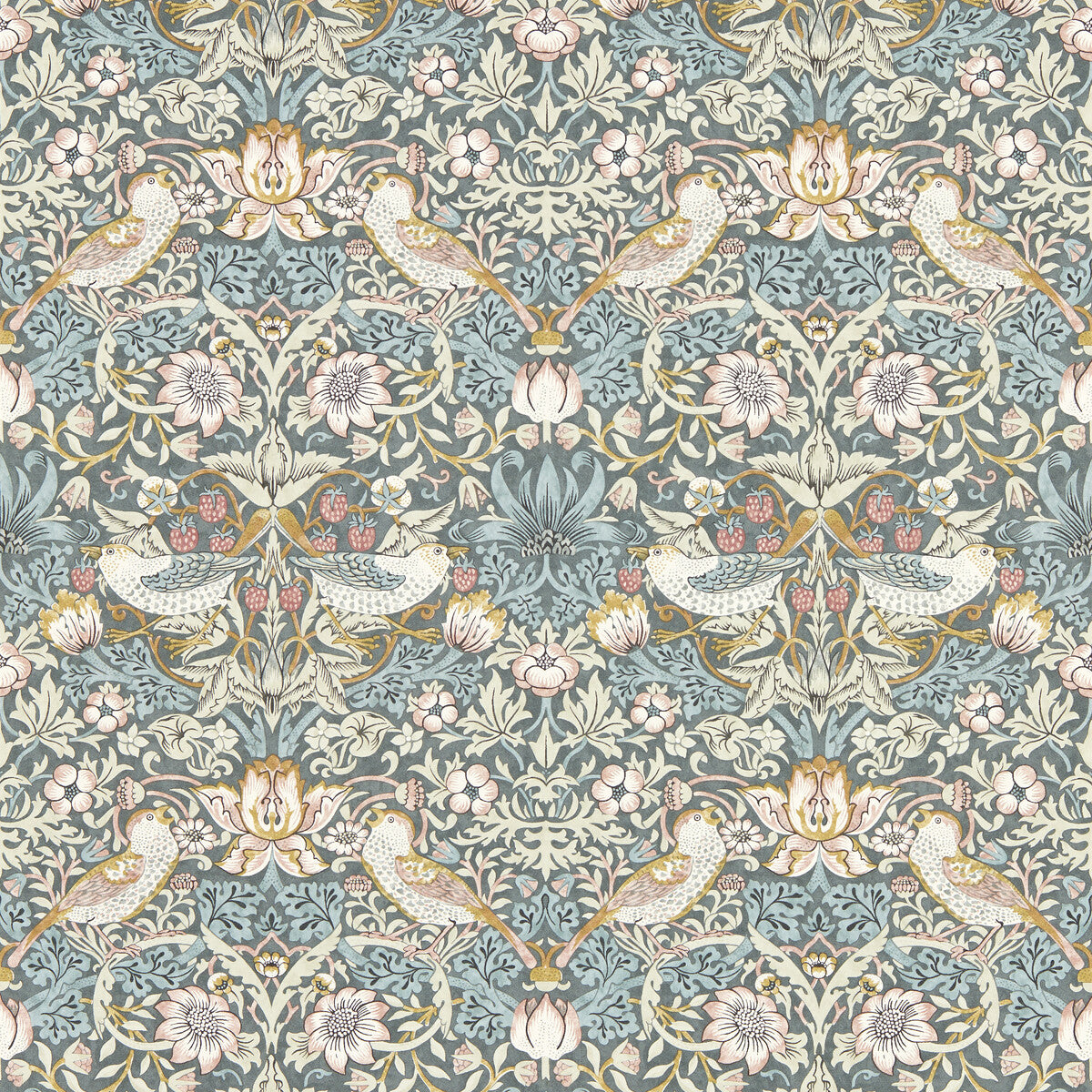CLARKE AND CLARKE W0171/05.CAC.0 STRAWBERRY THIEF SLATE WP Wallpaper - Eade's Wallpaper