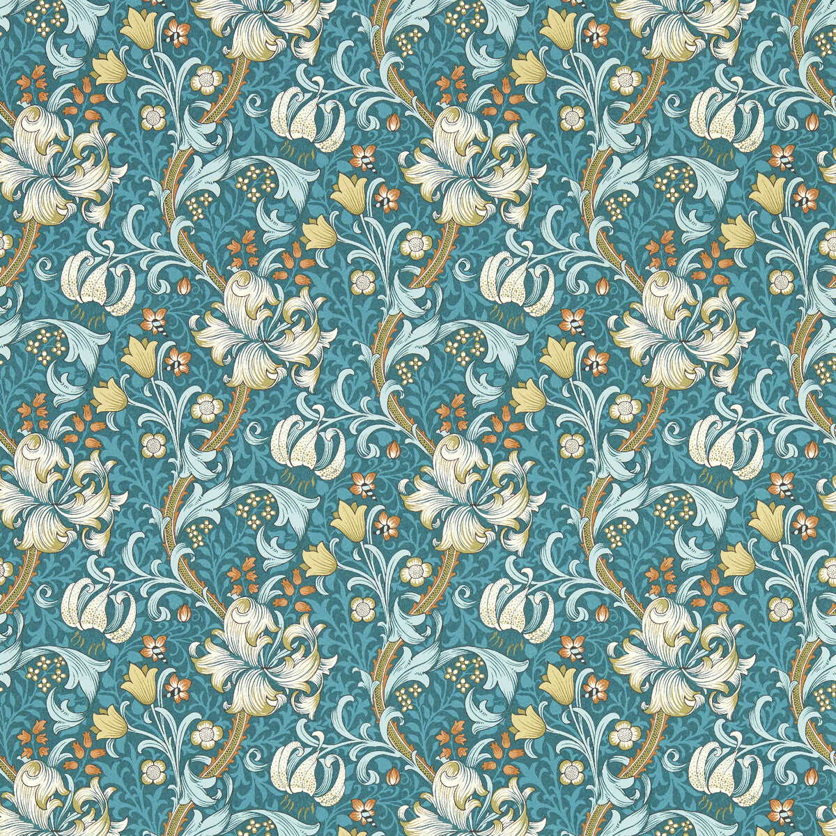 CLARKE AND CLARKE W0174/03.CAC.0 GOLDEN LILY TEAL WP Wallpaper - Eade's Wallpaper
