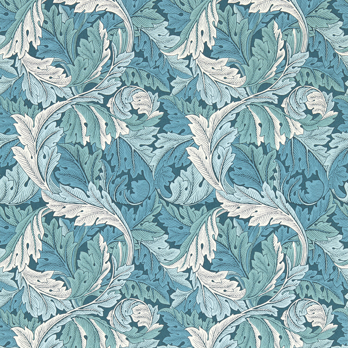 CLARKE AND CLARKE W0175/04.CAC.0 ACANTHUS TEAL WP Wallpaper - Eade's Wallpaper