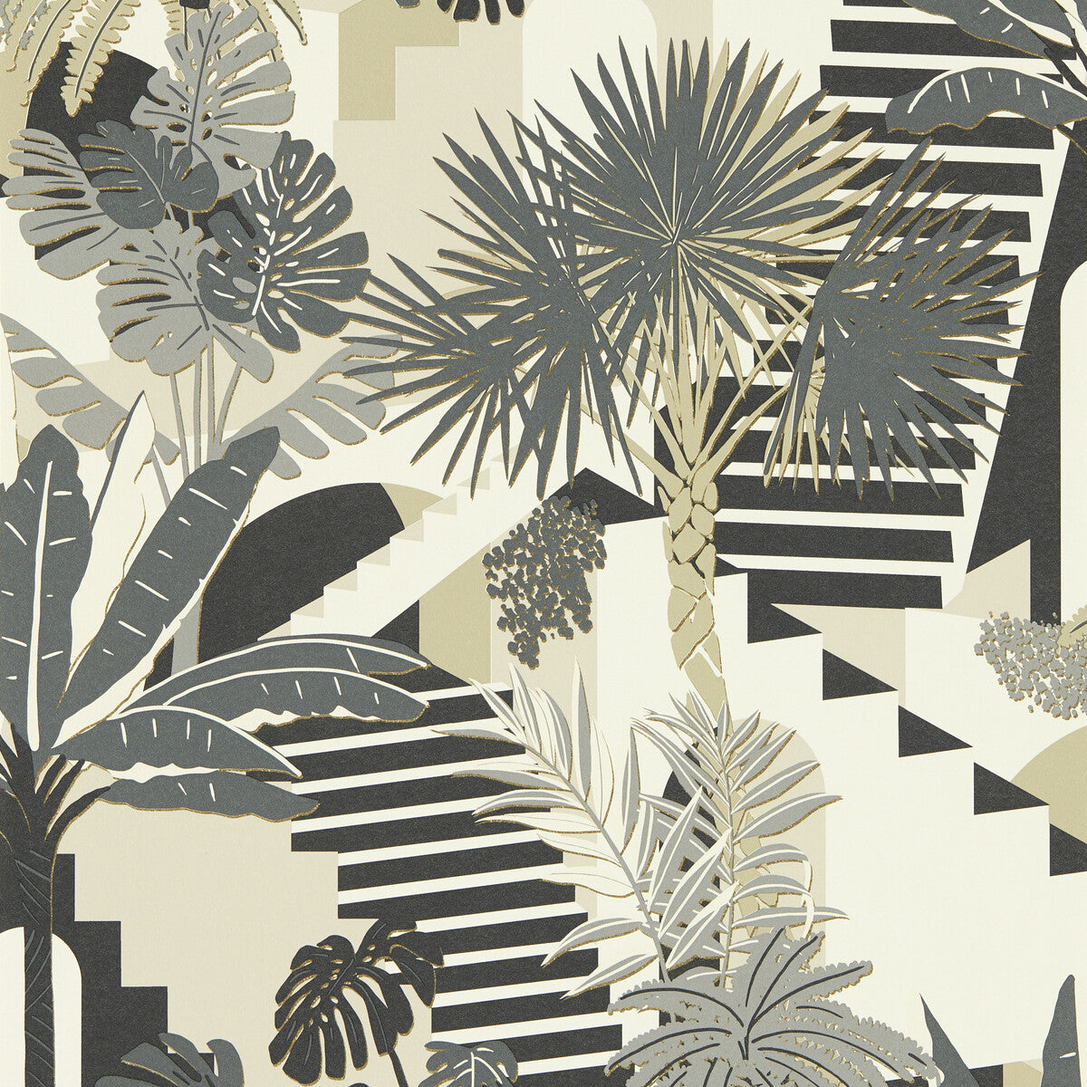 CLARKE AND CLARKE W0186/01.CAC.0 MALINDI CHARCOAL WP Wallpaper - Eade's Wallpaper