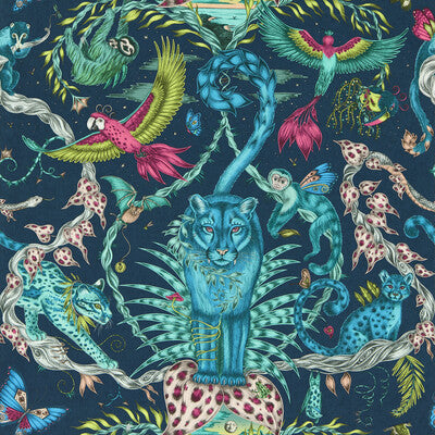 CLARKE AND CLARKE W0213/03.CAC.0 BOSQUE DREAMS NAVY WP Fabric - MYTHICA WALLCOVERING EMMA J SHIPLEY FOR C&C