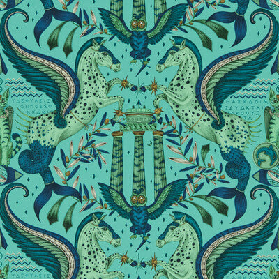 CLARKE AND CLARKE W0215/02.CAC.0 ODYSSEY MYTHOS PEACOCK WP Fabric - MYTHICA WALLCOVERING EMMA J SHIPLEY FOR C&C