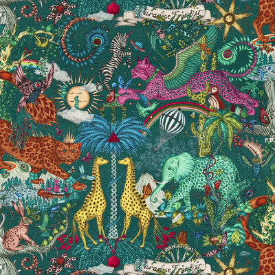 CLARKE AND CLARKE W0216/05.CAC.0 PARADISE LOST TEAL WP Fabric - MYTHICA WALLCOVERING EMMA J SHIPLEY FOR C&C