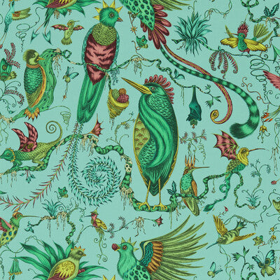 CLARKE AND CLARKE W0217/01.CAC.0 QUETZAL AQUA WP Fabric - MYTHICA WALLCOVERING EMMA J SHIPLEY FOR C&C