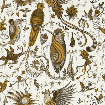 CLARKE AND CLARKE W0217/02.CAC.0 QUETZAL GOLD WP Fabric - MYTHICA WALLCOVERING EMMA J SHIPLEY FOR C&C